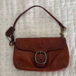 Coach Tan Leather Wristlet with Buckle